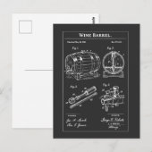 Weinfass Blueprint Skizze Postkarte (Vorne/Hinten)