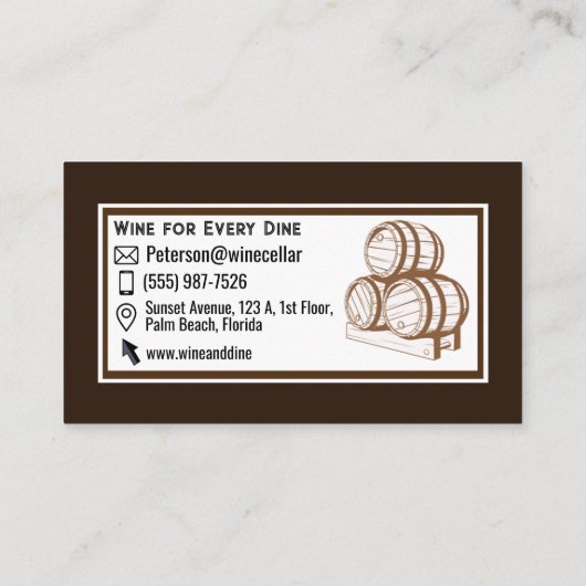 Weinfässer - Hellbraun Visitenkarte (Rückseite)
