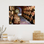 Weinfässer im Weinkeller Poster (Küche)