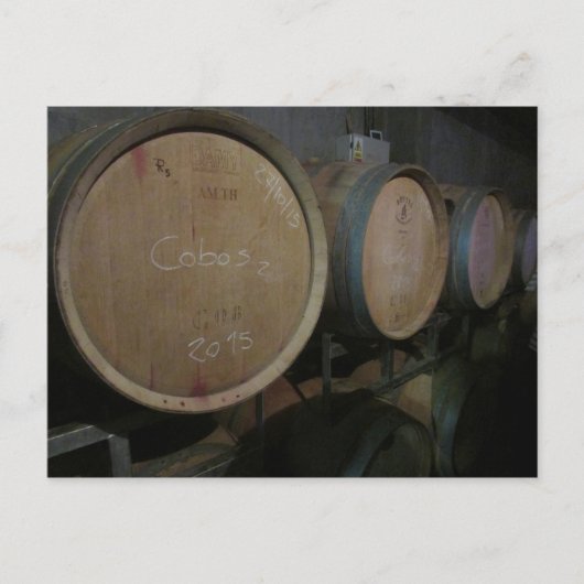 Weinfässer rot postkarte (Vorderseite)