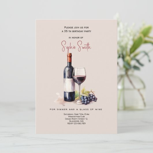 Weinfeier Geburtstagsfeier Einladung (Stehend Vorderseite)