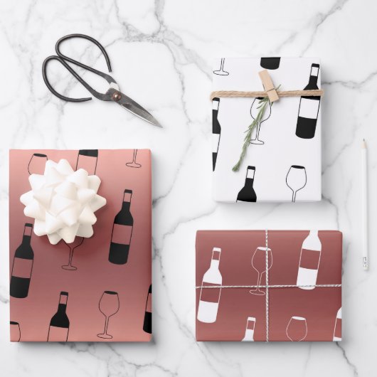 Weinfeuerpapier - Rose Gold Geschenkpapier Set (Vorderseite)