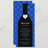 Weinflasche Bridal Dusche Einladungen - Cobalt Blu (Vorne/Hinten)