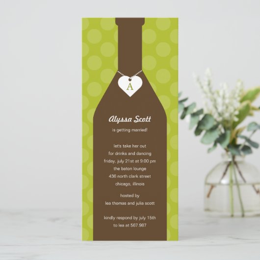 Weinflasche Bridal Dusche Einladungen - Limon (Stehend Vorderseite)