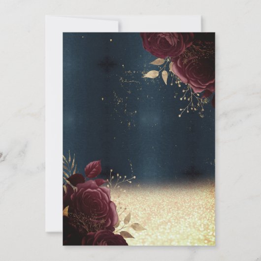 Weinflasche, Burgund-Rose Ruhestand Einladung (Rückseite)