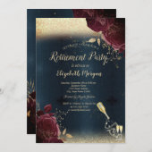 Weinflasche, Burgund-Rose Ruhestand Einladung (Vorne/Hinten)