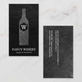 Weinflasche | Eisblau | Monogramm Visitenkarte (Vorne/Hinten)