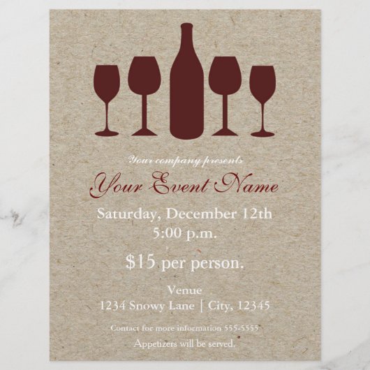 Weinflasche & Gläser Holiday Flyer Poster (Vorne)