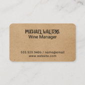 Weinflasche in Glas gießen | Weinprobe Visitenkarte (Rückseite)