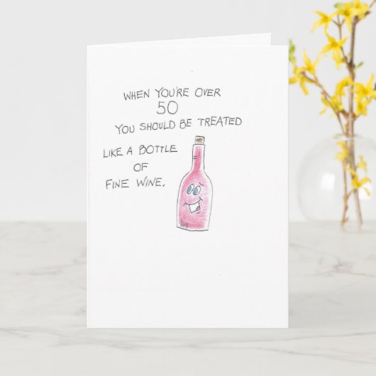 Weinflasche Karte (Gelbe Blume)