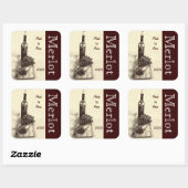 Weinflasche, Korken, Korkenzieher und Trauben Quadratischer Aufkleber (Blatt)