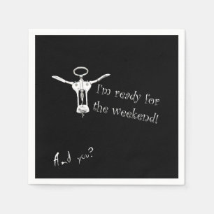 Weinflasche Korkenzieher bereit zur Serviette