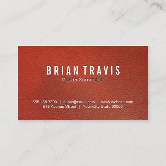 Weinflasche | Leather Texture Visitenkarte (Rückseite)