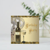 Weinflasche mit beliebiger Anzahl Geburtstagsparte Einladung (Stehend Vorderseite)