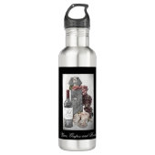 Weinflasche mit Carrier, Trauben und Rose Edelstahlflasche (Vorderseite)