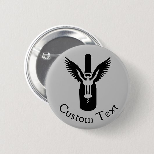 Weinflasche mit Flügeln und Korkenzieher Button (Vorne & Hinten)