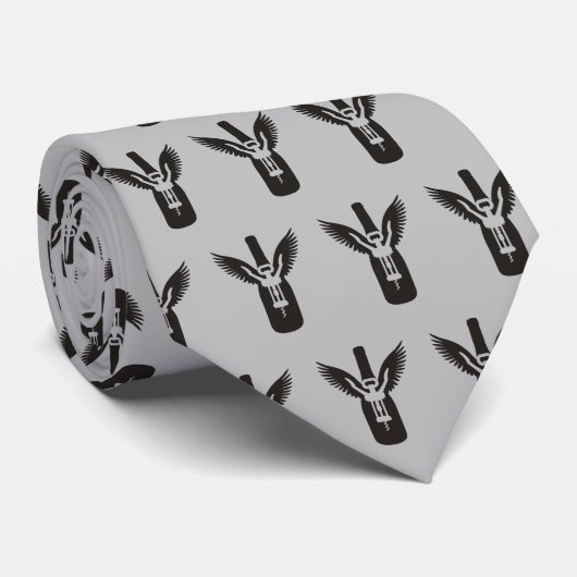 Weinflasche mit Flügeln und Korkenzieher Krawatte (Gerollt)