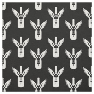 Weinflasche mit Flügeln und Korkenzieher Stoff