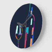 Weinflasche mit Glas Große Wanduhr (Winkel)