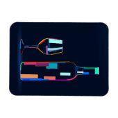Weinflasche mit Glas Magnet (Horizontal)