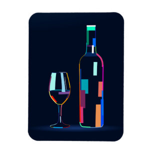 Weinflasche mit Glas Magnet