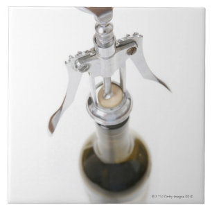 Weinflasche mit Korkenzieher Fliese