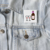 Weinflasche mit rosa Band und Gläsern Button (Beispiel)