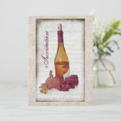 Weinflasche mit Traubeneinladung Einladung (Stehend Vorderseite)
