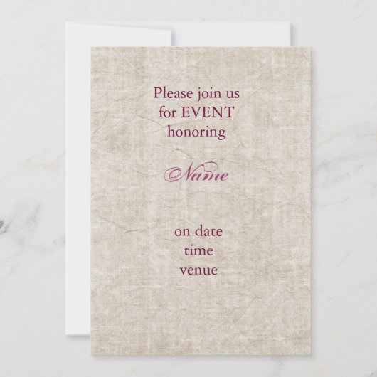 Weinflasche mit Traubeneinladung Einladung (Rückseite)