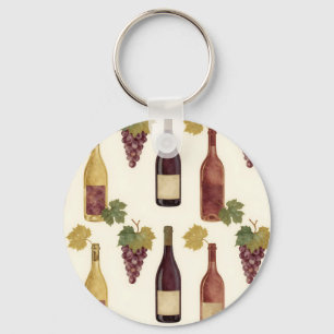 Weinflasche mit Weinrebenmuster im Vintage-Stil Schlüsselanhänger