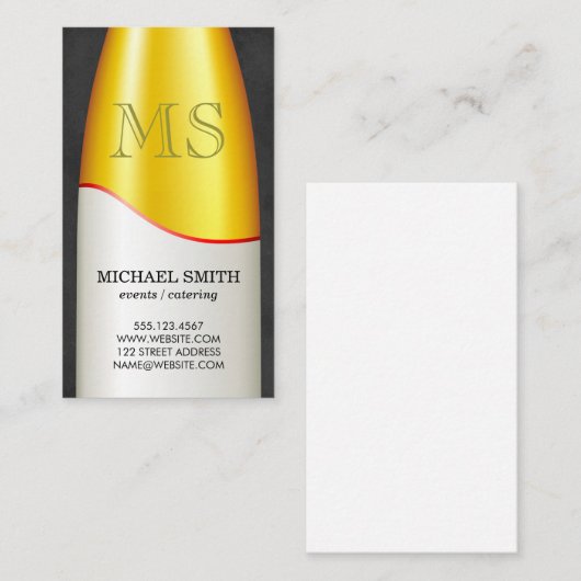 Weinflasche Monogramm Visitenkarte (Vorne/Hinten)