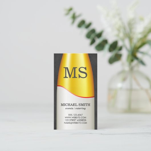 Weinflasche Monogramm Visitenkarte (Stehend Vorderseite)