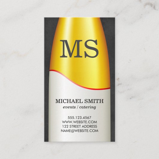 Weinflasche Monogramm Visitenkarte (Vorderseite)