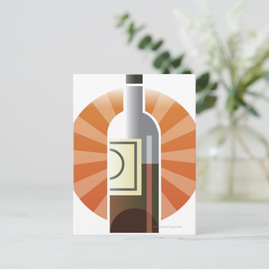 Weinflasche Postkarte (Stehend Vorderseite)