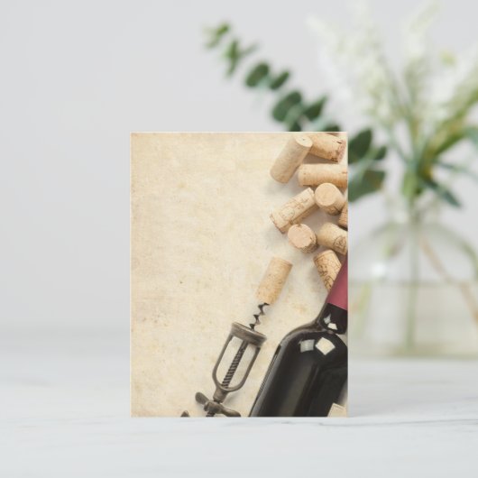 Weinflasche Postkarte (Stehend Vorderseite)