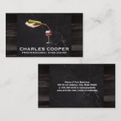 Weinflasche Pour | Marmor und Holz Visitenkarte (Vorne/Hinten)