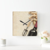 Weinflasche Quadratische Wanduhr (Zuhause)