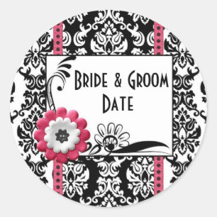 Weinflasche Schwarz und Weiß Hochzeitsmarken Runder Aufkleber
