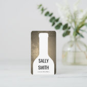 Weinflasche Sepia Rustikaler Hintergrund Visitenkarte (Stehend Vorderseite)