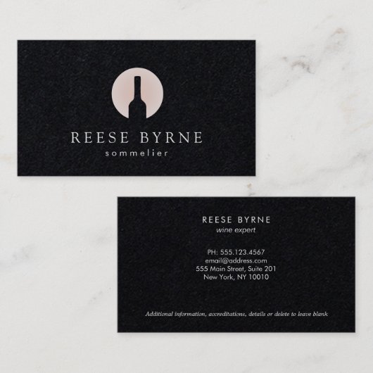 Weinflasche Sommelier-Logo Schwarz Visitenkarte (Vorne/Hinten)