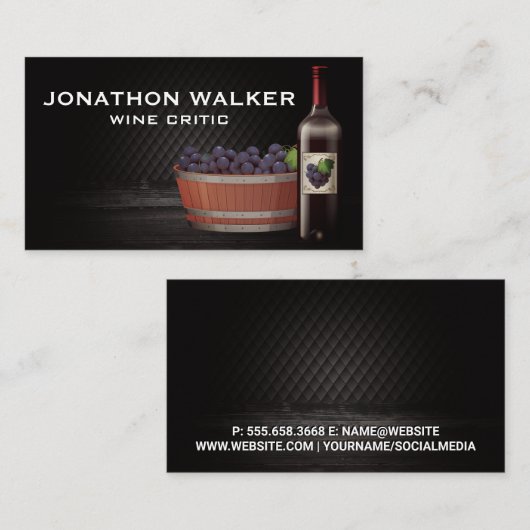 Weinflasche | Trauben im Barrel Visitenkarte (Vorne/Hinten)