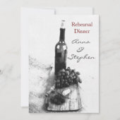 Weinflasche, Trauben, Korkenzieher Einladung (Vorderseite)