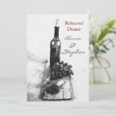 Weinflasche, Trauben, Korkenzieher Einladung (Stehend Vorderseite)