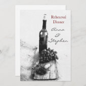 Weinflasche, Trauben, Korkenzieher Einladung (Vorne/Hinten)