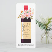 Weinflasche und Blume Brautparty Einladung (Stehend Vorderseite)