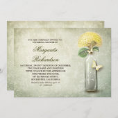 Weinflasche und gelbe Blumen Brautparty lädt ein Einladung (Vorne/Hinten)