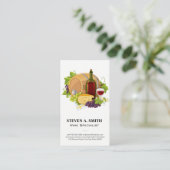 Weinflasche und Glas | Barrel Traubenkäse Visitenkarte (Stehend Vorderseite)