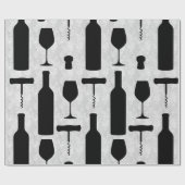 Weinflasche und Glas Geschenkpapier (Flach)