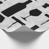 Weinflasche und Glas Geschenkpapier (Ecke)