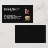 Weinflasche und Glas | Holzfässer Visitenkarte (Vorne/Hinten)